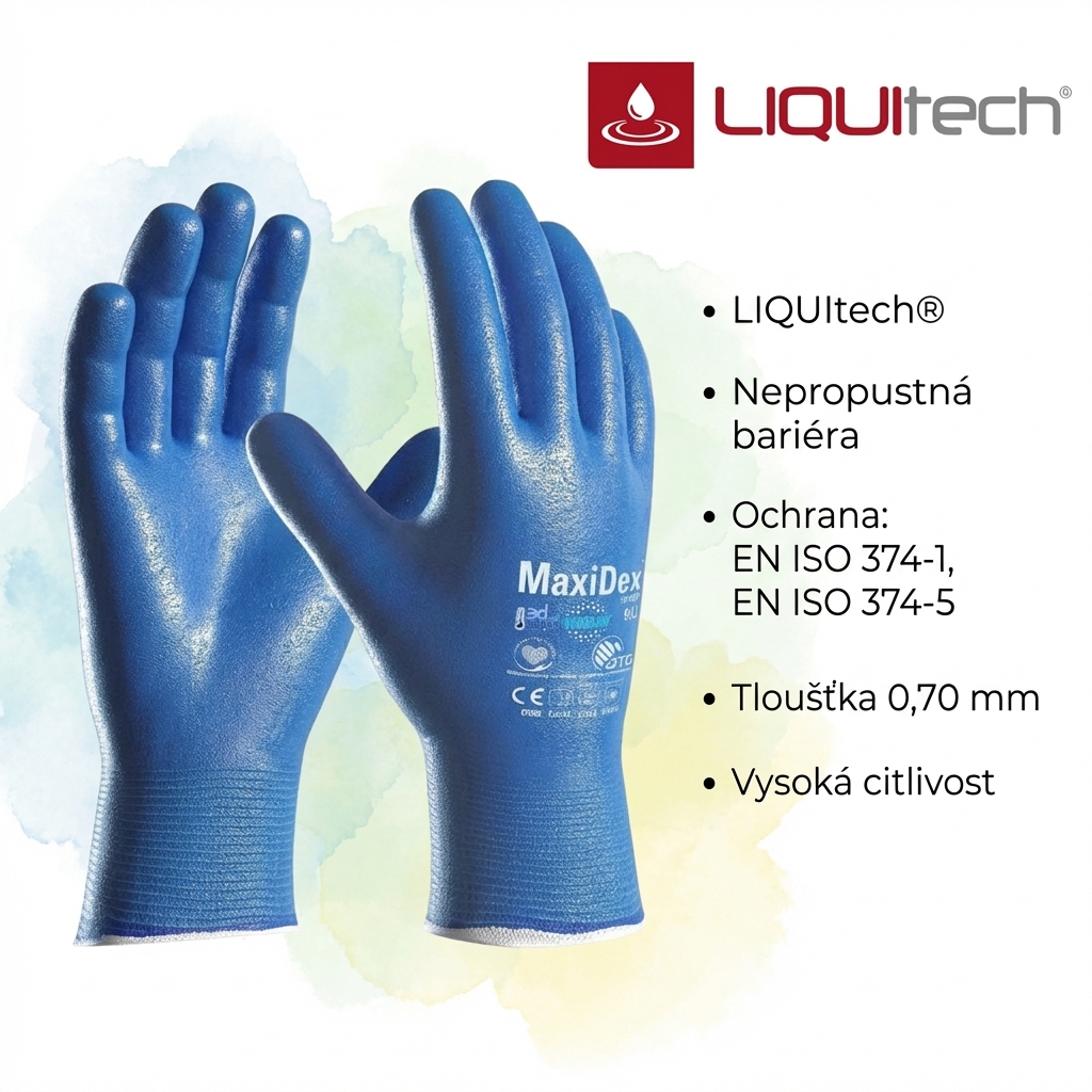 Rukavice povrstvené ATG MAXIDEX 19-007 AD-APT nitril blistr-LIQUITECH