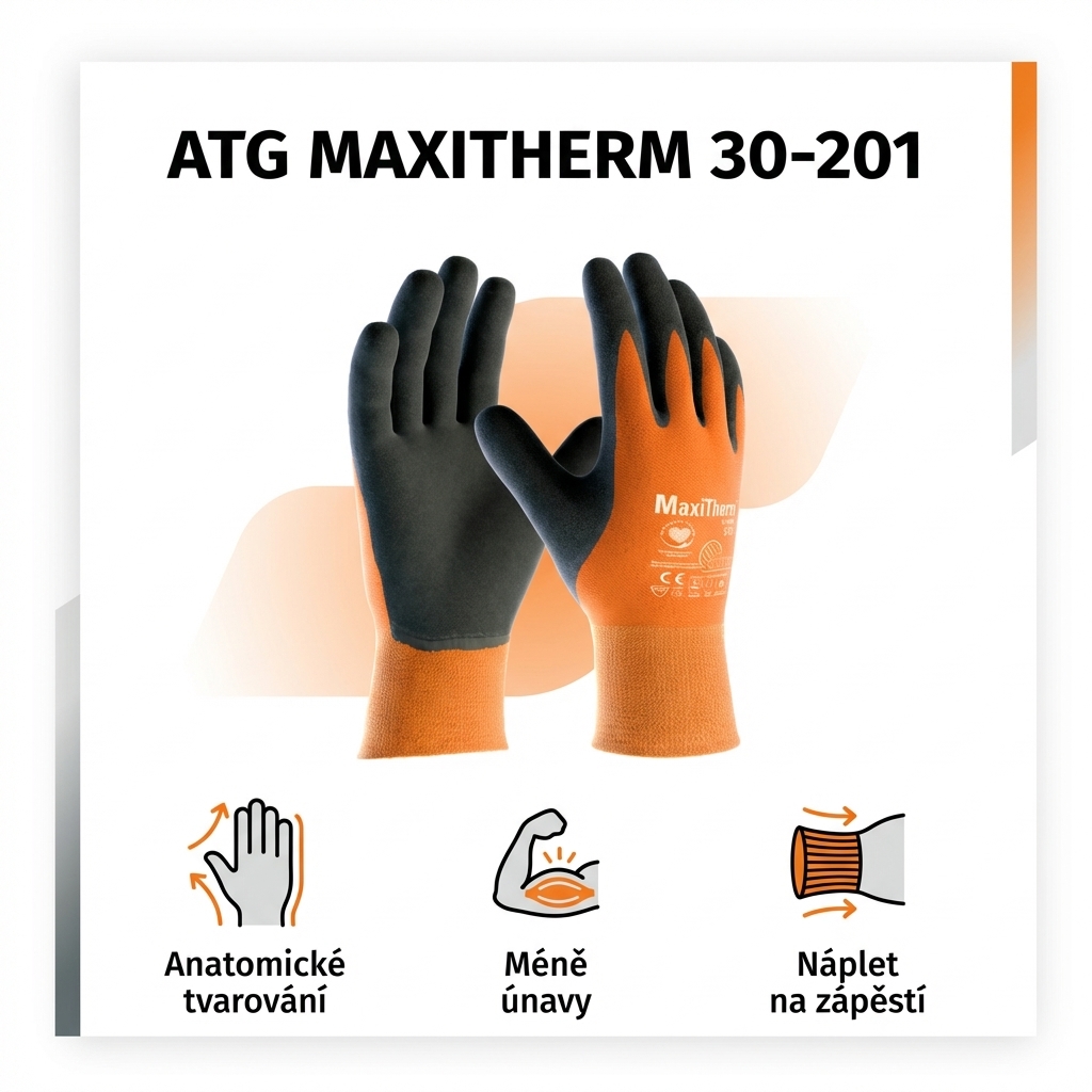 Rukavice teploodolné zimní ATG MAXITHERM 30-201 nitril-anatomický střih