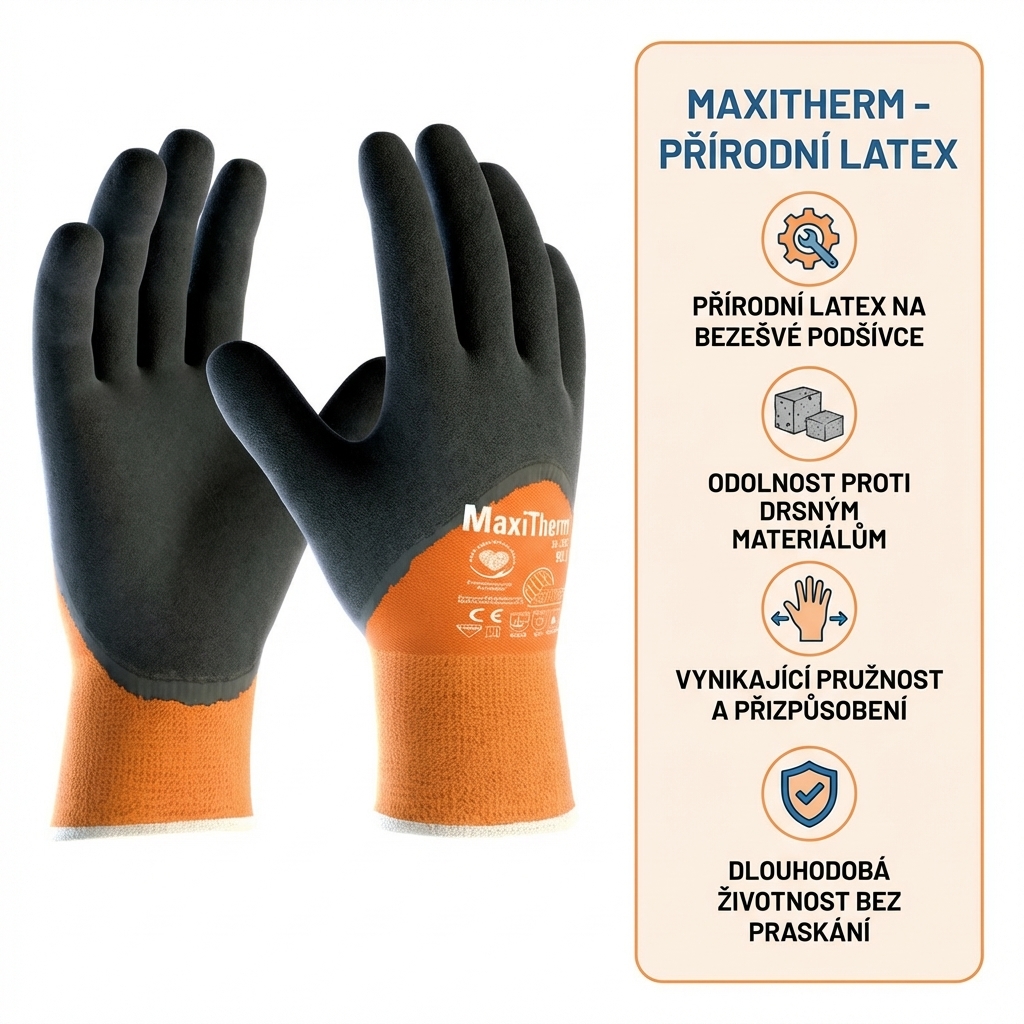 Rukavice teploodolné zimní ATG MAXITHERM 30-202 nitril-přírodní latex