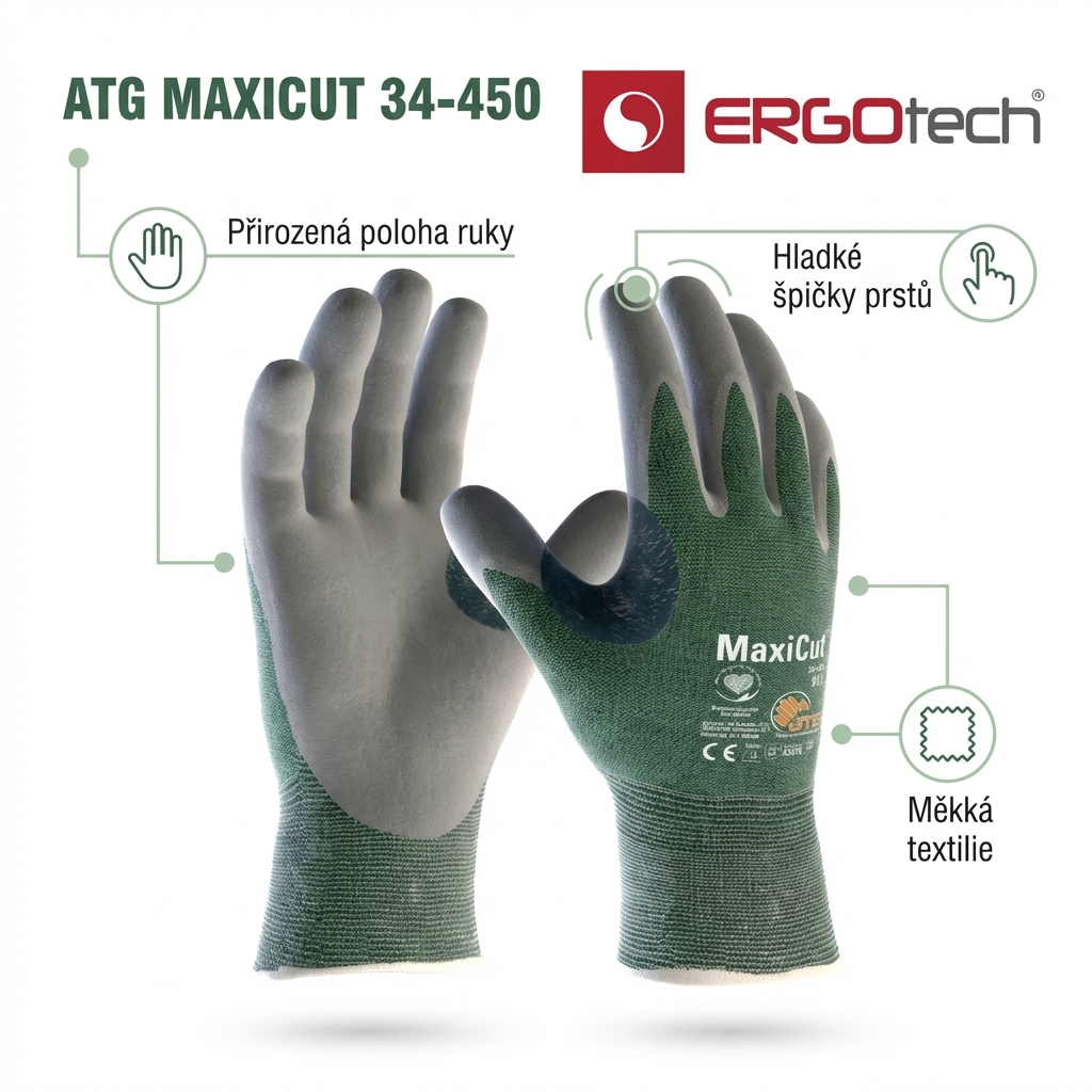 Rukavice protipořezové ATG MAXICUT 34-450 nitril-ERGOTECH