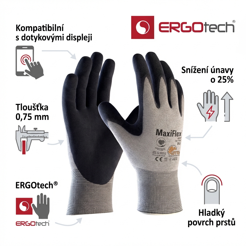 Rukavice povrstvené ATG MAXIFLEX ELITE 34-774 B ESD-ERGOTECH