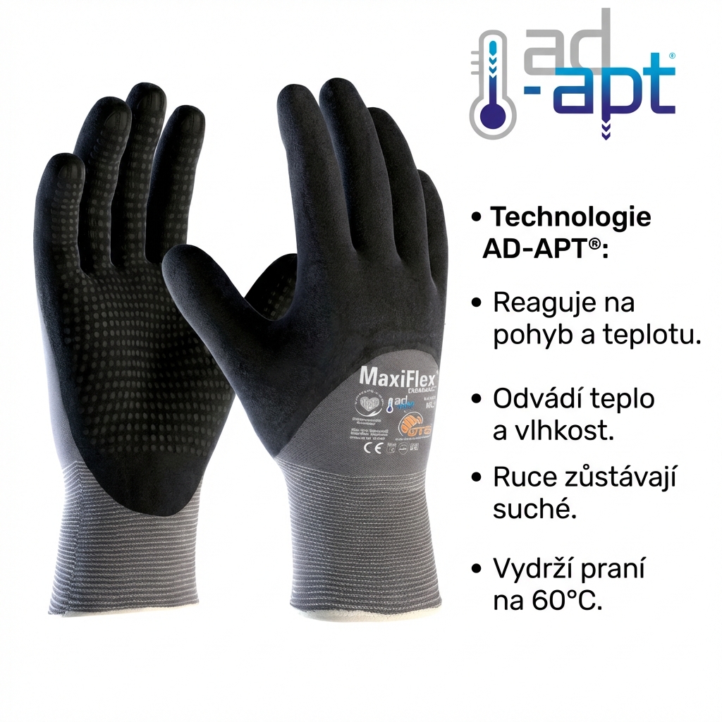 Rukavice povrstvené ATG MAXIFLEX ENDURANCE 42-845 AD-APT nitril-AD ADAPT