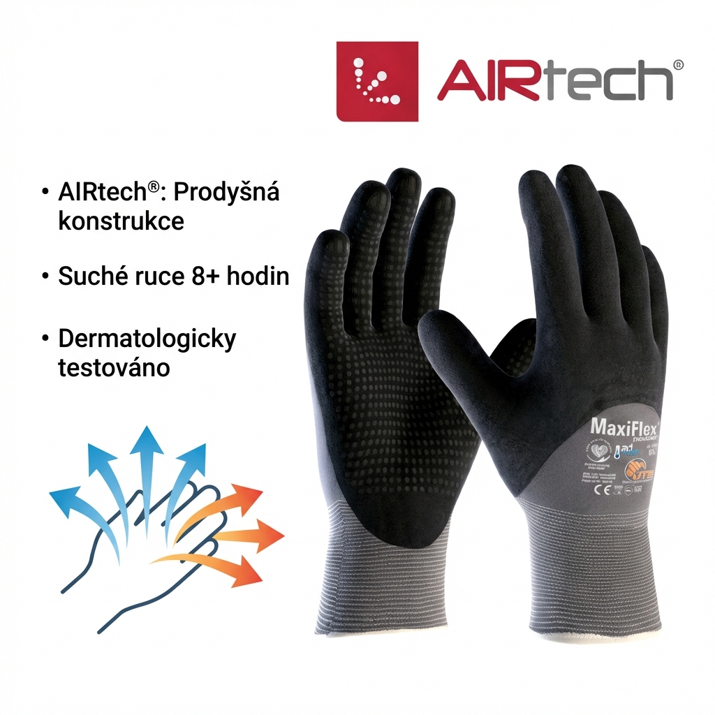 Rukavice povrstvené ATG MAXIFLEX ENDURANCE 42-845 AD-APT nitril-AIRTECH