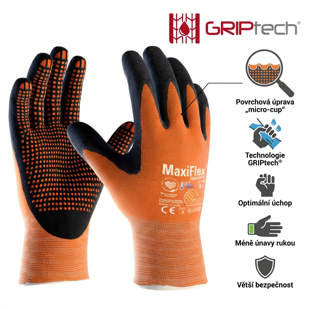 Rukavice povrstvené ATG MAXIFLEX ENDURANCE 42-848 AD-APT BLISTR-GRIPTECH