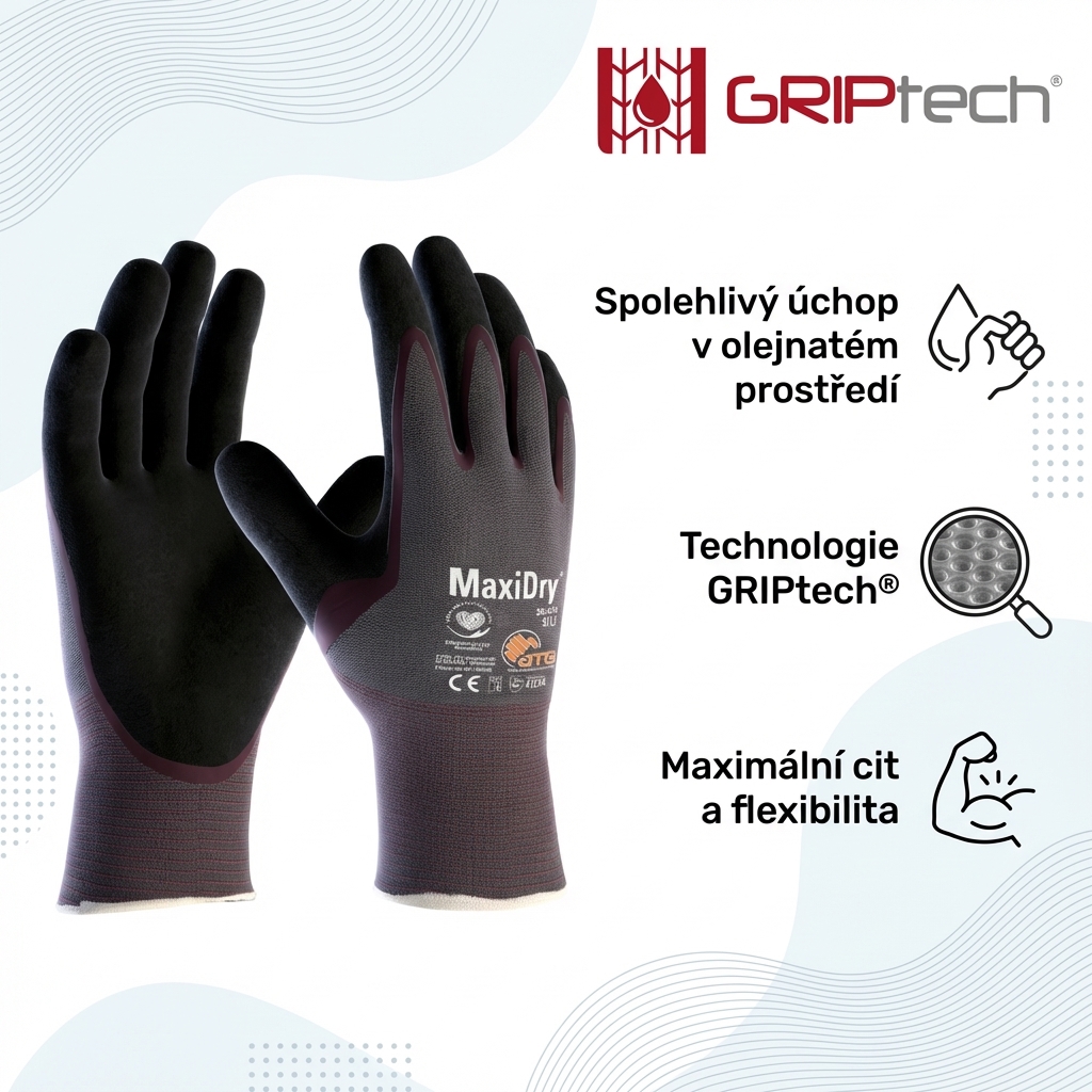 Rukavice povrstvené ATG MAXIDRY 56-424 nitril-GRIPTECH