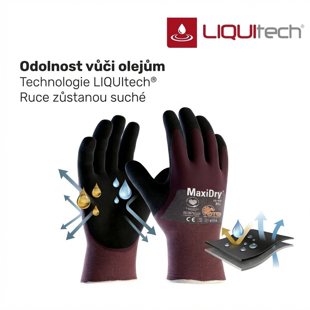Rukavice povrstvené ATG MAXIDRY 56-425 nitril-LIQUITECH