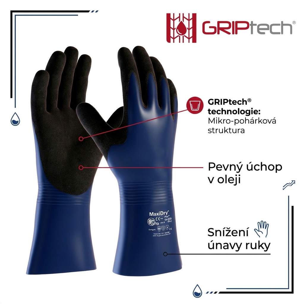 Rukavice povrstvené ATG MAXIDRY PLUS 56-530 nitril-GRIPTECH