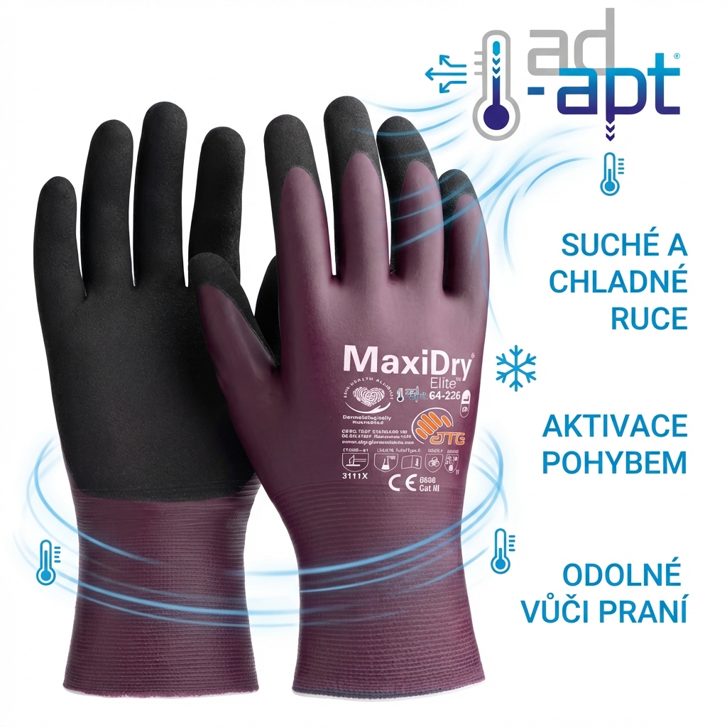 Rukavice povrstvené ATG MAXIDRY ELITE 64-225 nitril-AD ADAPT