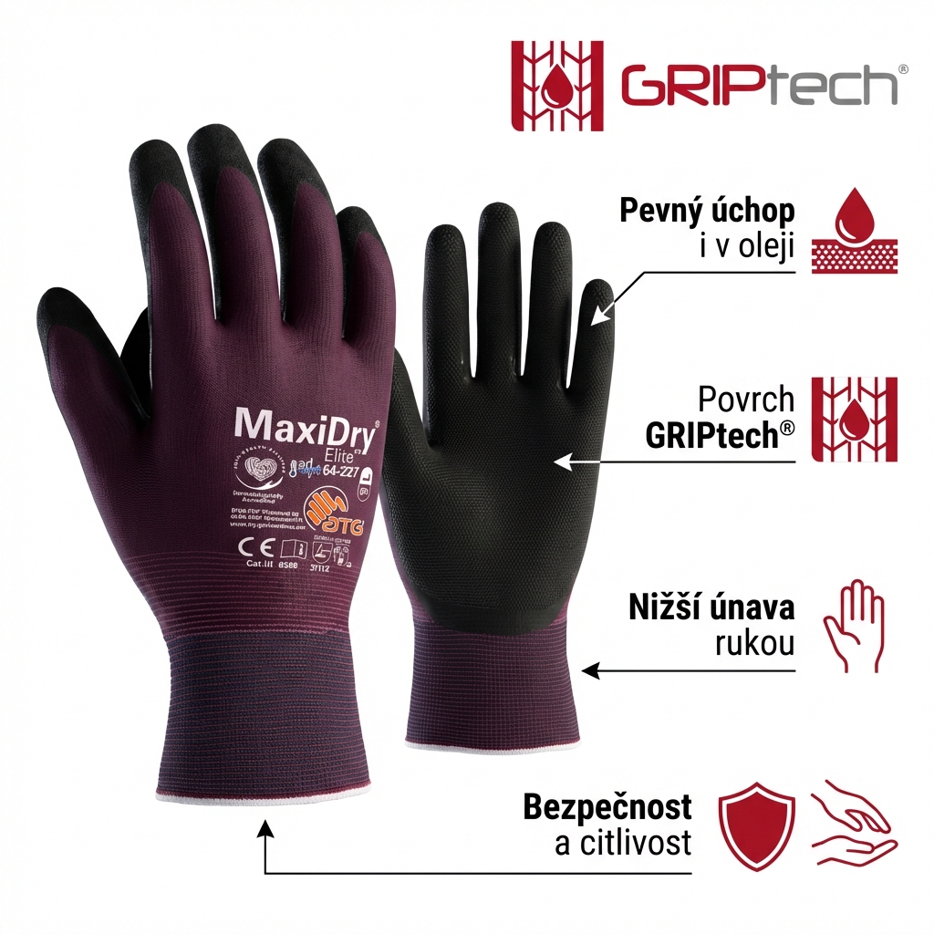 Rukavice povrstvené ATG MAXIDRY ELITE 64-227 nitril-GRIPTECH