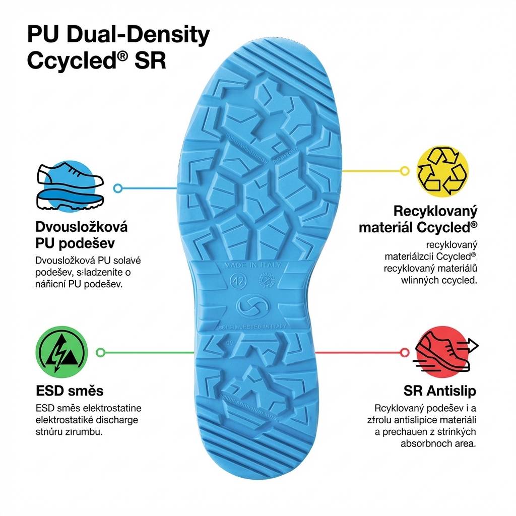 Obuv Sixton XENO S1PS FO SR ESD-podešev PU dual Ccycled