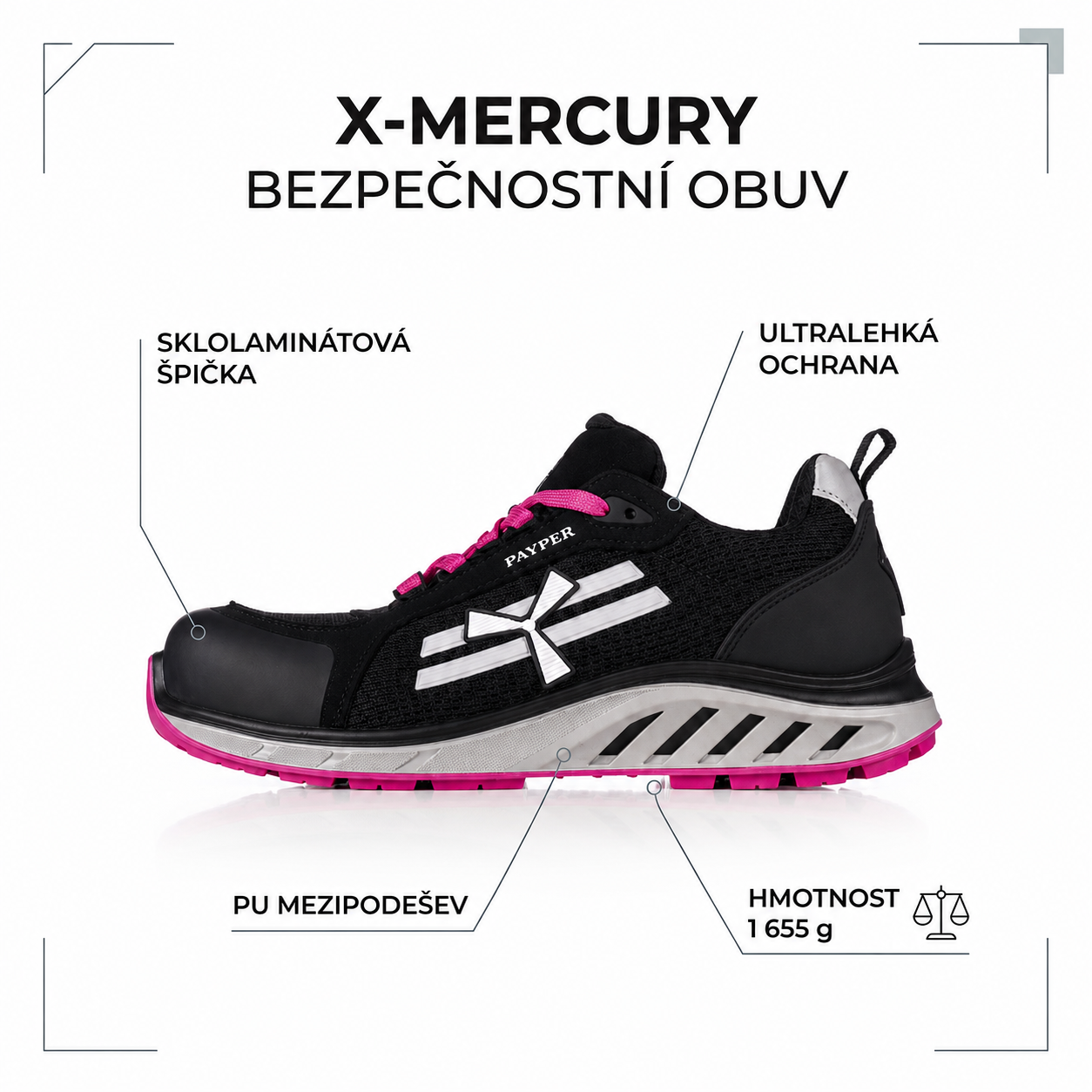 Obuv PayPer X-MERCURY S1PS SR BLACK PINK
