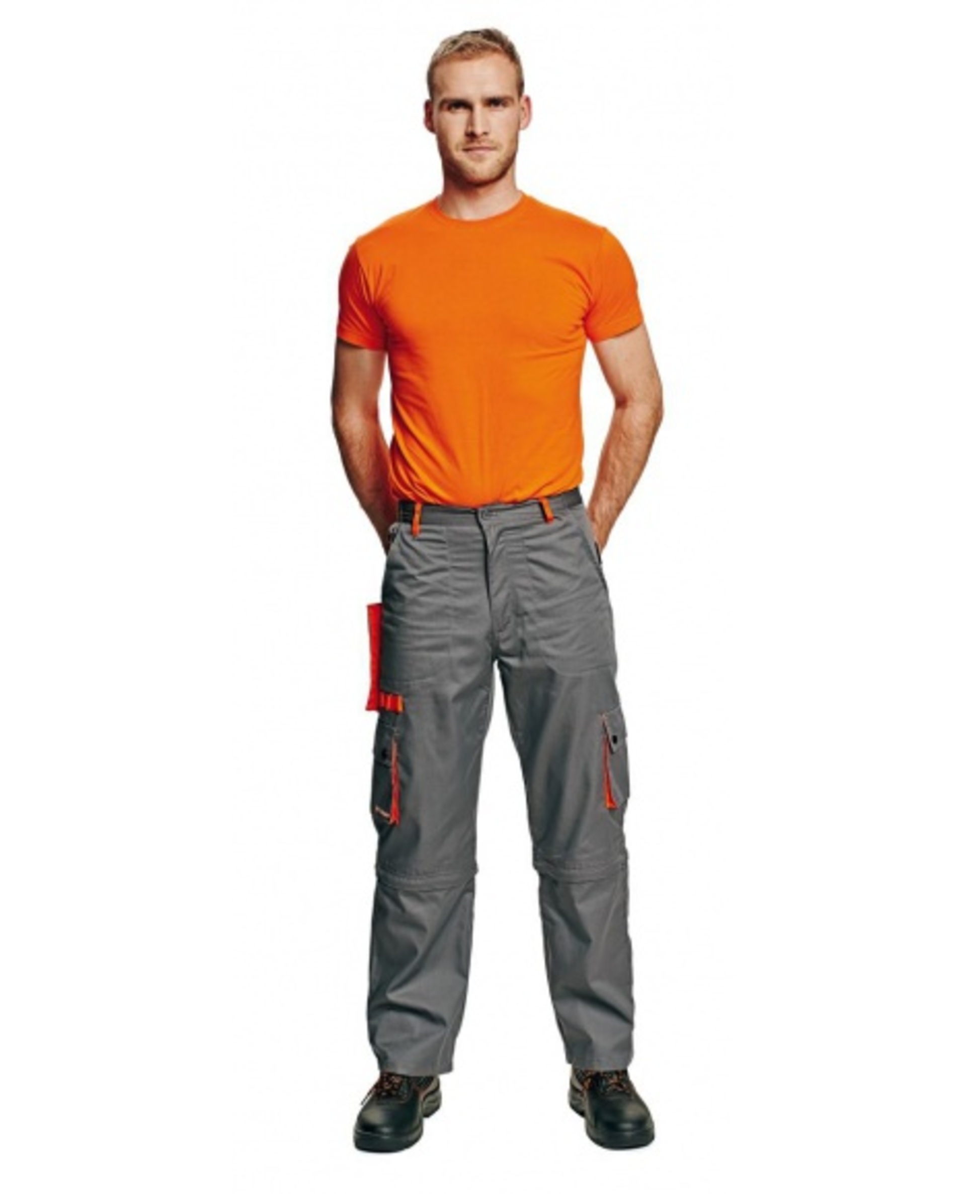 Kalhoty pracovní do pasu  DESMAN šedá/oranžová  52