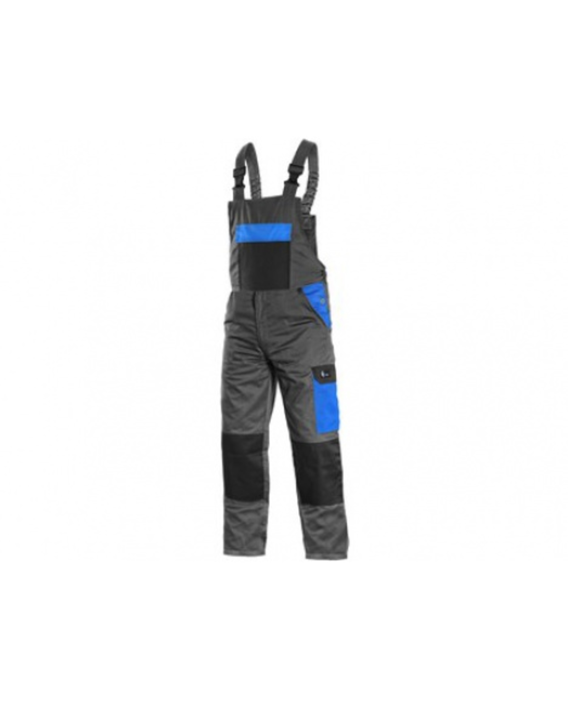 Kalhoty pracovní s laclem CXS PHOENIX CRONOS pánské šedá/modrá 56