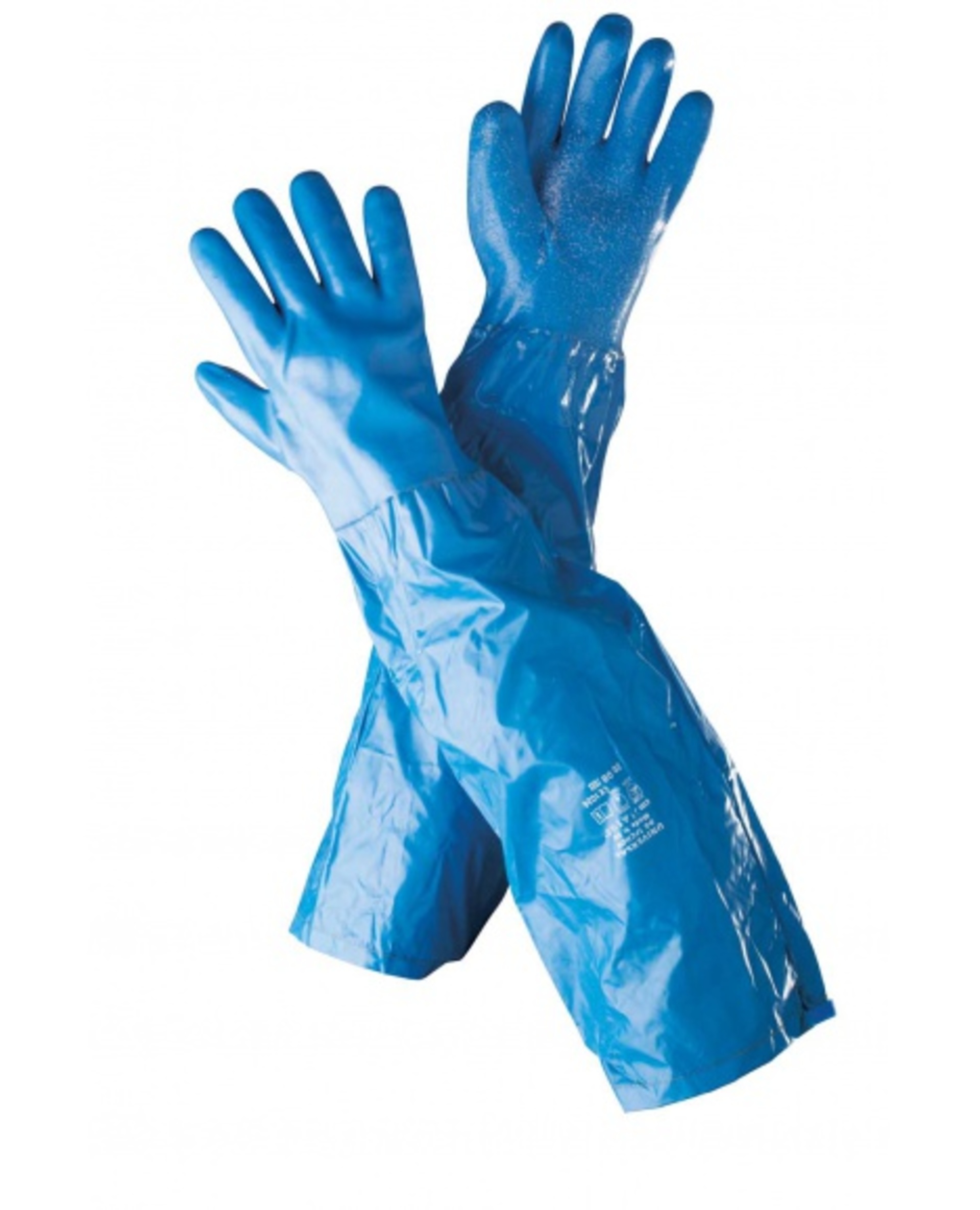 Levně DG UNIVERSAL zdrsněné PVC nitril Rukavice modrá 65cm 10