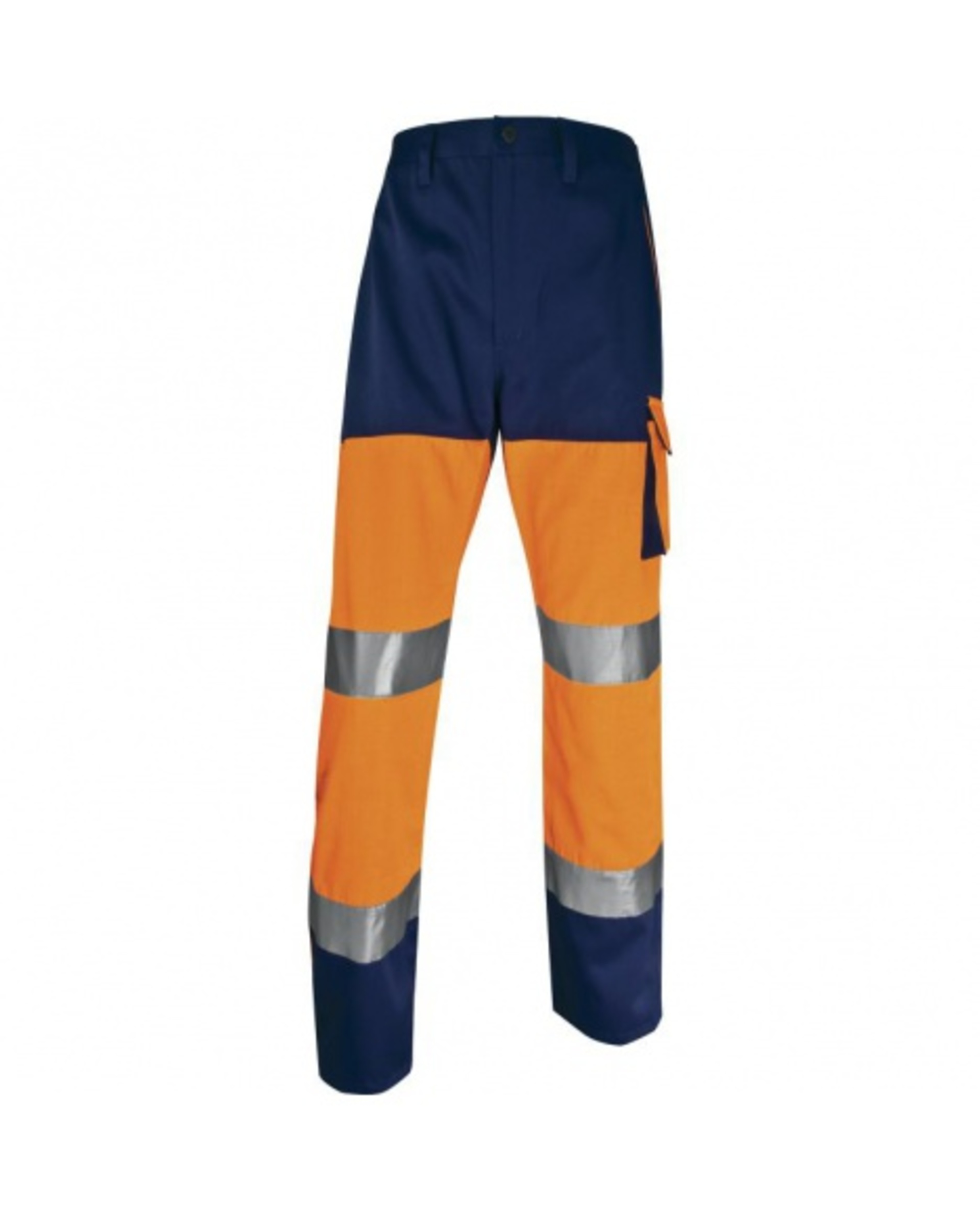 Levně DeltaPlus PHPA2 Kalhoty do pasu reflexní oranžová/námořnická modrá 3XL