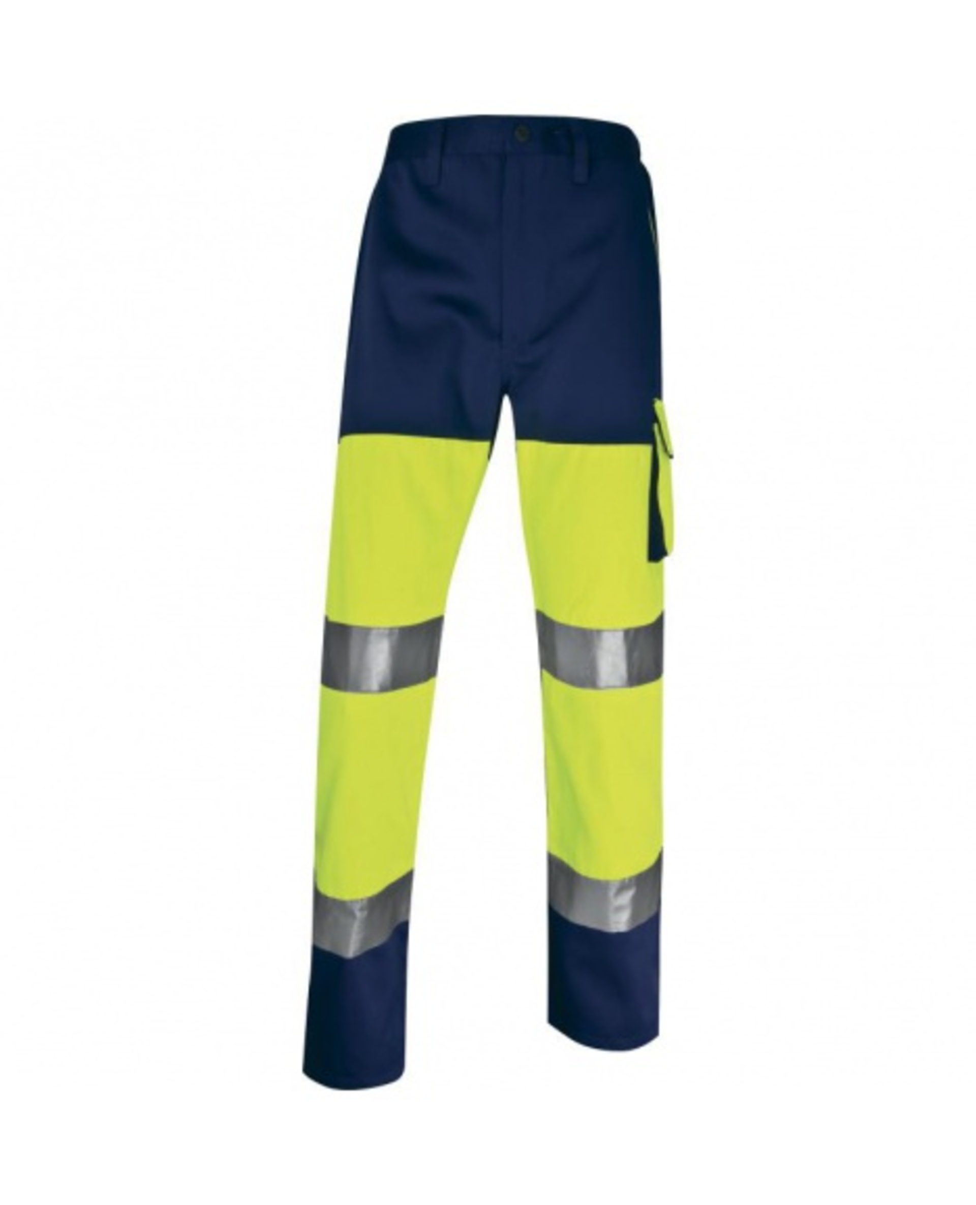 Levně DeltaPlus PHPA2 Kalhoty do pasu reflexní žlutá/námořnická modrá XL
