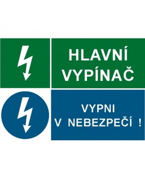 Hlavní vypínač!/Vypni v nebezpečí!  A6 samolepka