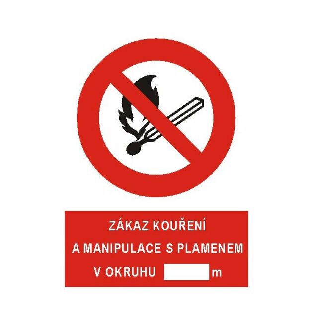 Zákaz kouření a man.s plamenem v okruhu ........ m  4206B A4 fólie