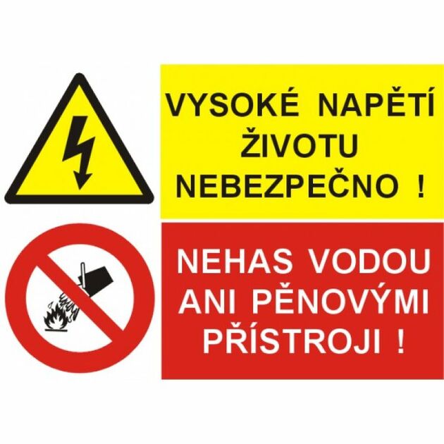 Vysoké napětí životu nebezpečno! nehas vodou..  8211 A4 plast