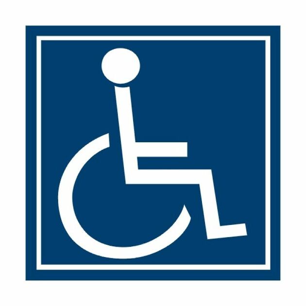 Symbol zařízení nebo prostoru pro osoby na vozíku   DT028I 10x10cm fólie