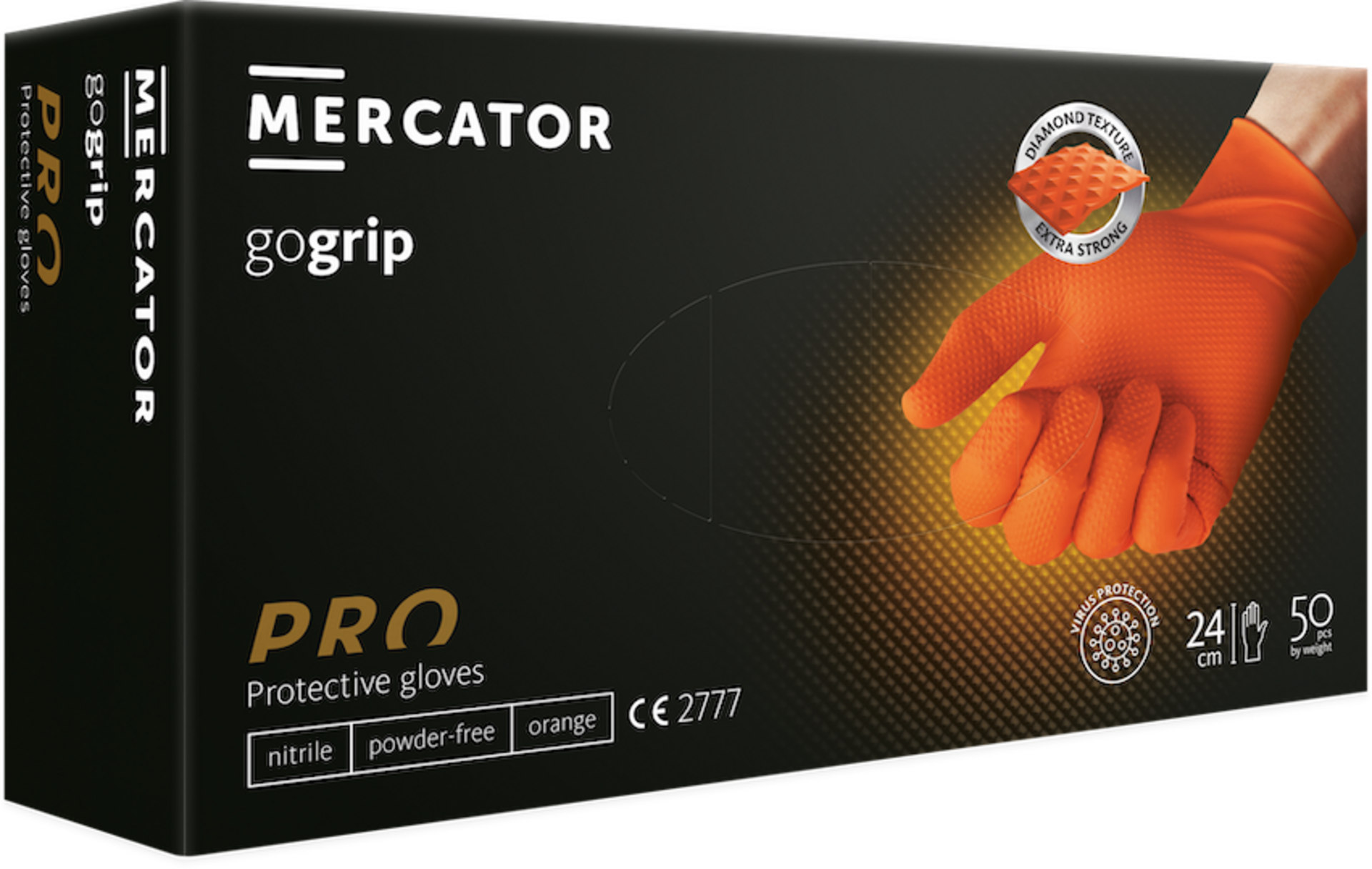 Levně Mercator Medical GoGRIP ORANGE nitril nepudrované 50 ks Rukavice jednorázové 7 S