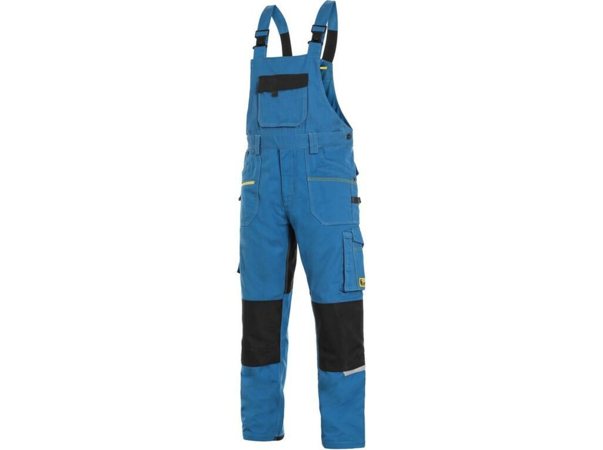Levně CXS STRETCH pánské Kalhoty pracovní s laclem středně modrá/černá 68