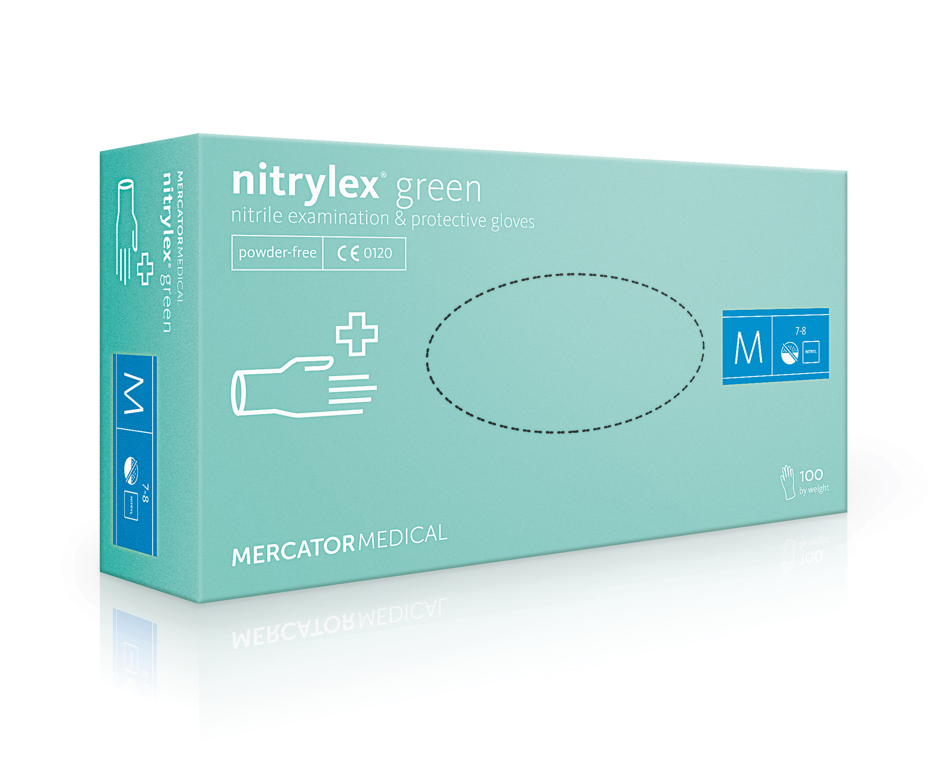 Mercator Medical NITRYLEX GREEN nepudrované nitril 100ks Rukavice jednorázové 7 S