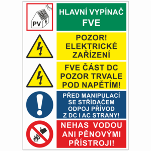 Sdružená tabulka na FVE  A6 samolepka