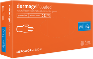 Rukavice jednorázové  DERMAGEL COATED latex nepudrované 100ks