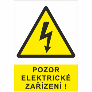 Pozor elektrické zařízení   A5 samolepka