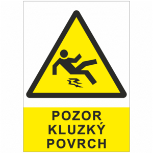 Pozor kluzký povrch  A4 samolepka