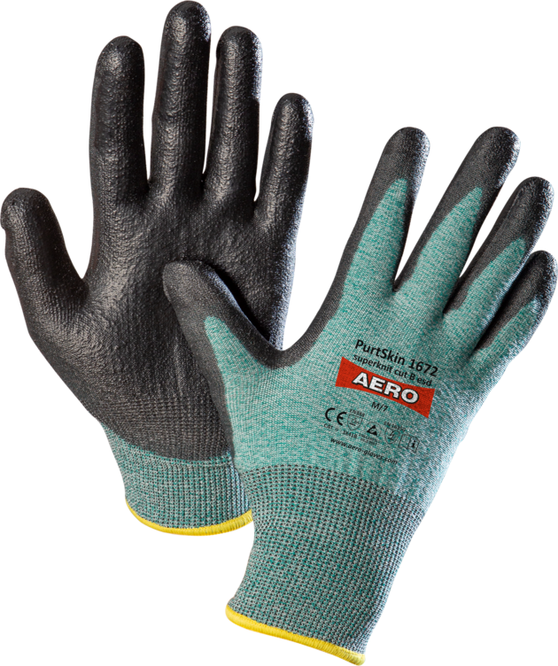 Rukavice povrstvené AERO PURTSKIN 1672 SUPERKNIT CUT B ESD polyuretan