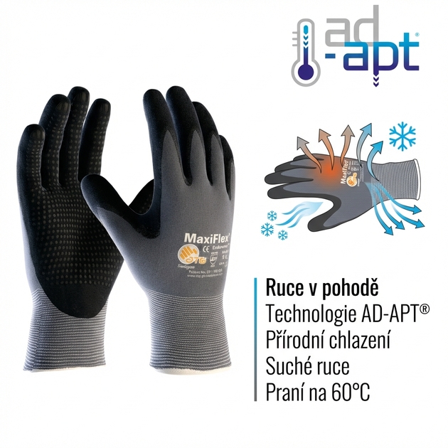 Rukavice povrstvené ATG MAXIFLEX ENDURANCE 42-844 AD-APT nitril