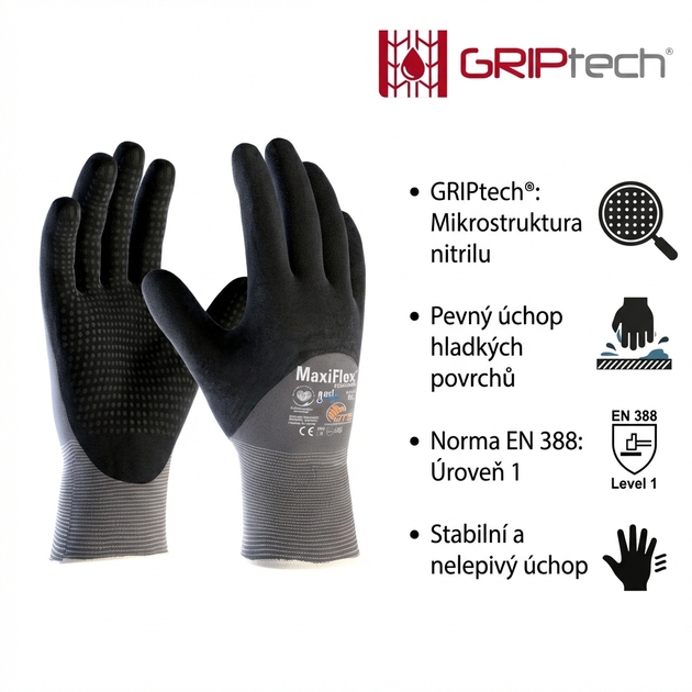 Rukavice povrstvené ATG MAXIFLEX ENDURANCE 42-845 AD-APT nitril