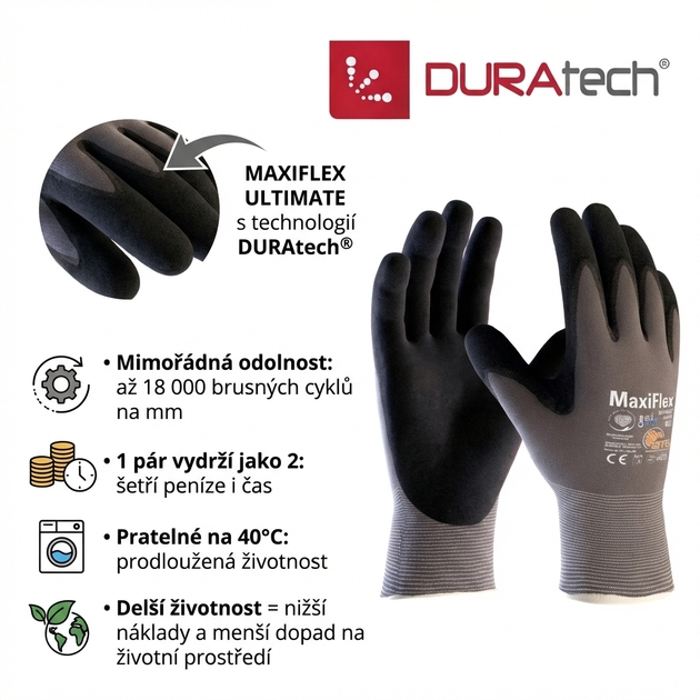 Rukavice povrstvené ATG MAXIFLEX ULTIMATE 42-874 AD-APT nitril