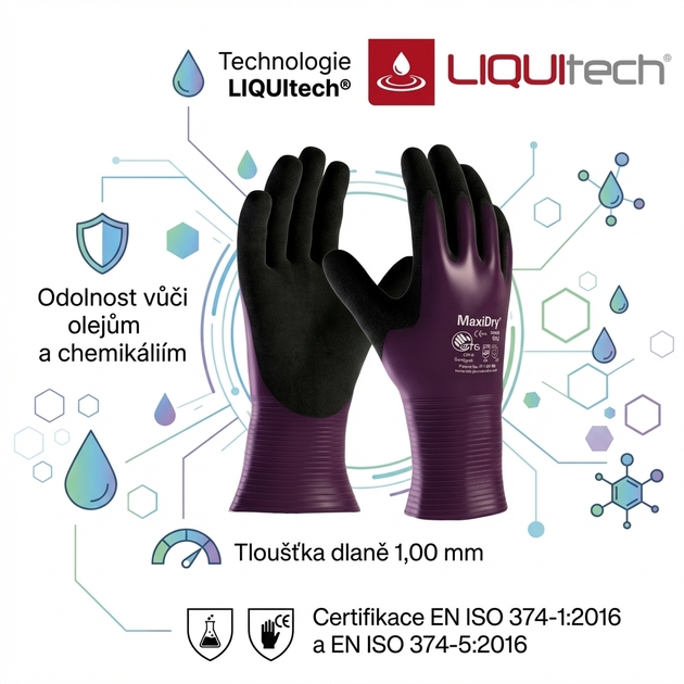 Rukavice povrstvené ATG MAXIDRY 56-426 nitril