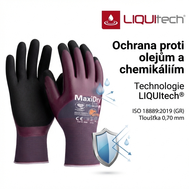 Rukavice povrstvené ATG MAXIDRY ELITE 64-225 nitril