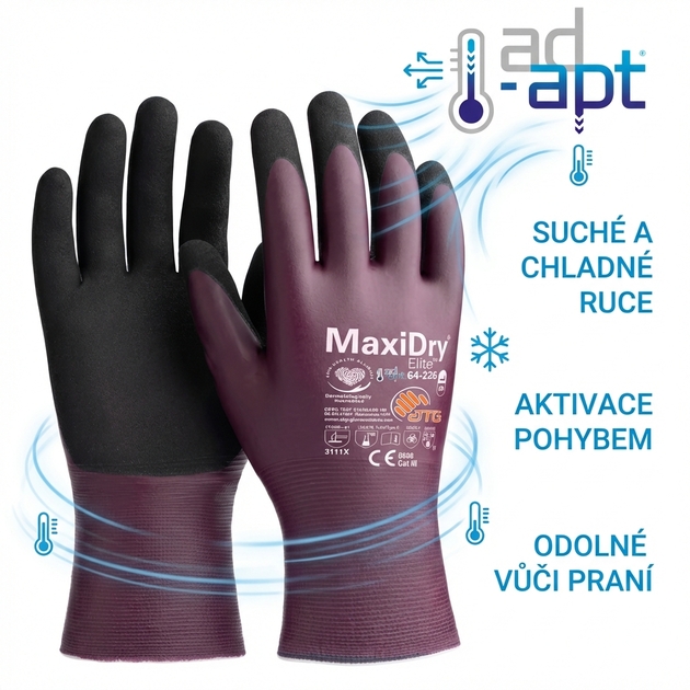 Rukavice povrstvené ATG MAXIDRY ELITE 64-226 nitril