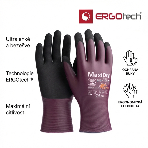 Rukavice povrstvené ATG MAXIDRY ELITE 64-226 nitril