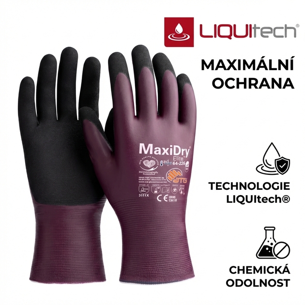 Rukavice povrstvené ATG MAXIDRY ELITE 64-226 nitril