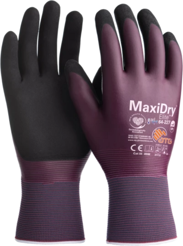 Rukavice povrstvené ATG MAXIDRY ELITE 64-227 nitril