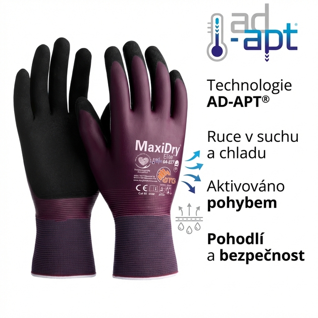Rukavice povrstvené ATG MAXIDRY ELITE 64-227 nitril