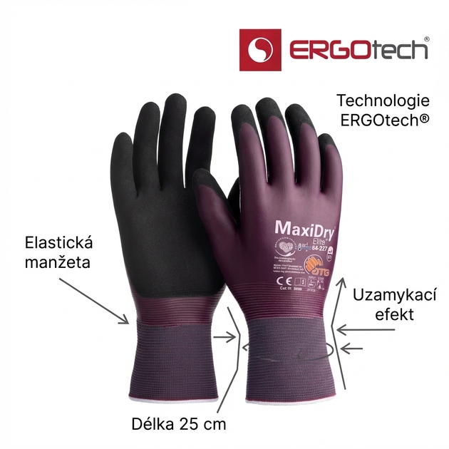 Rukavice povrstvené ATG MAXIDRY ELITE 64-227 nitril