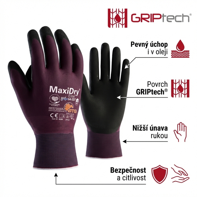 Rukavice povrstvené ATG MAXIDRY ELITE 64-227 nitril