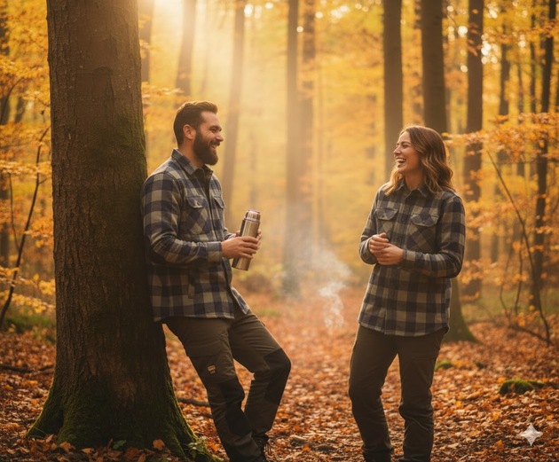 Košile zateplená BENNON PIPPO khaki/blue dlouhý rukáv flanelová