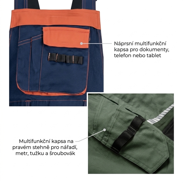 Kalhoty pracovní s laclem  STIRLING STRETCH pánské