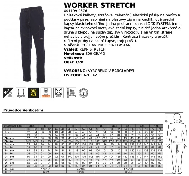Kalhoty do pasu PayPer WORKER STRETCH