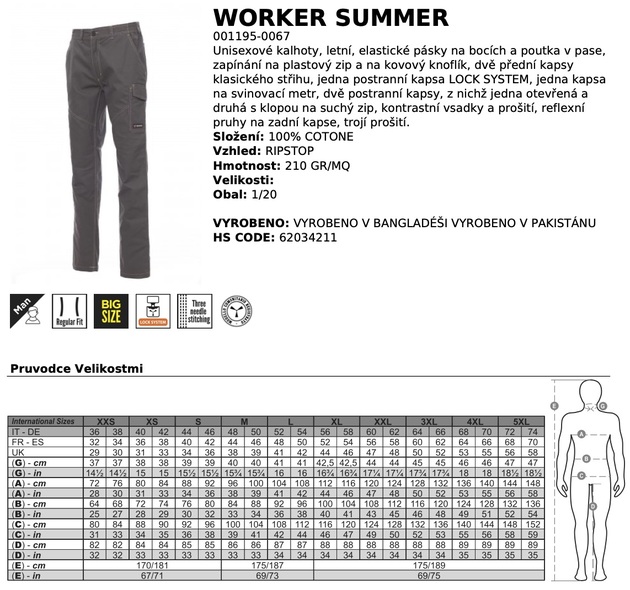 Kalhoty do pasu Payper WORKER SUMMER