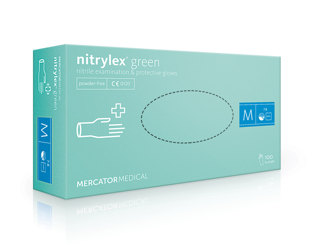 Rukavice jednorázové  NITRYLEX GREEN nepudrované nitril 100ks