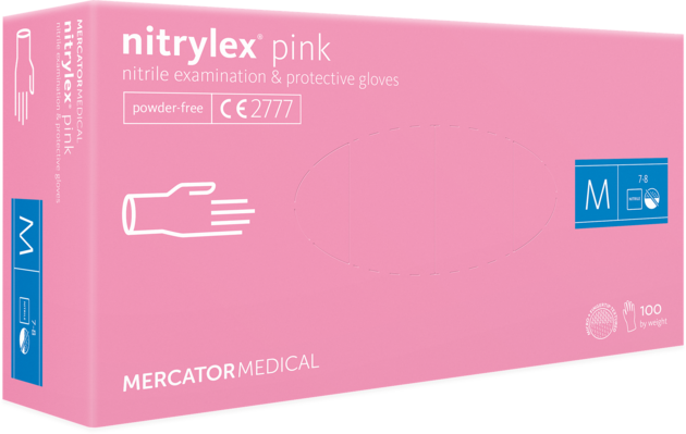 Rukavice jednorázové NITRYLEX PINK nepudrované nitril 100ks